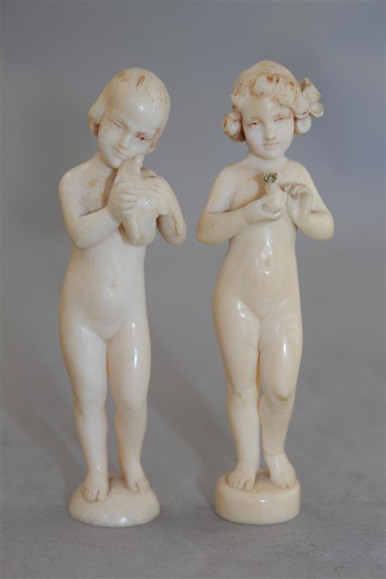 A small 1930s carved ivory figure of the frog princess, 3.75in.